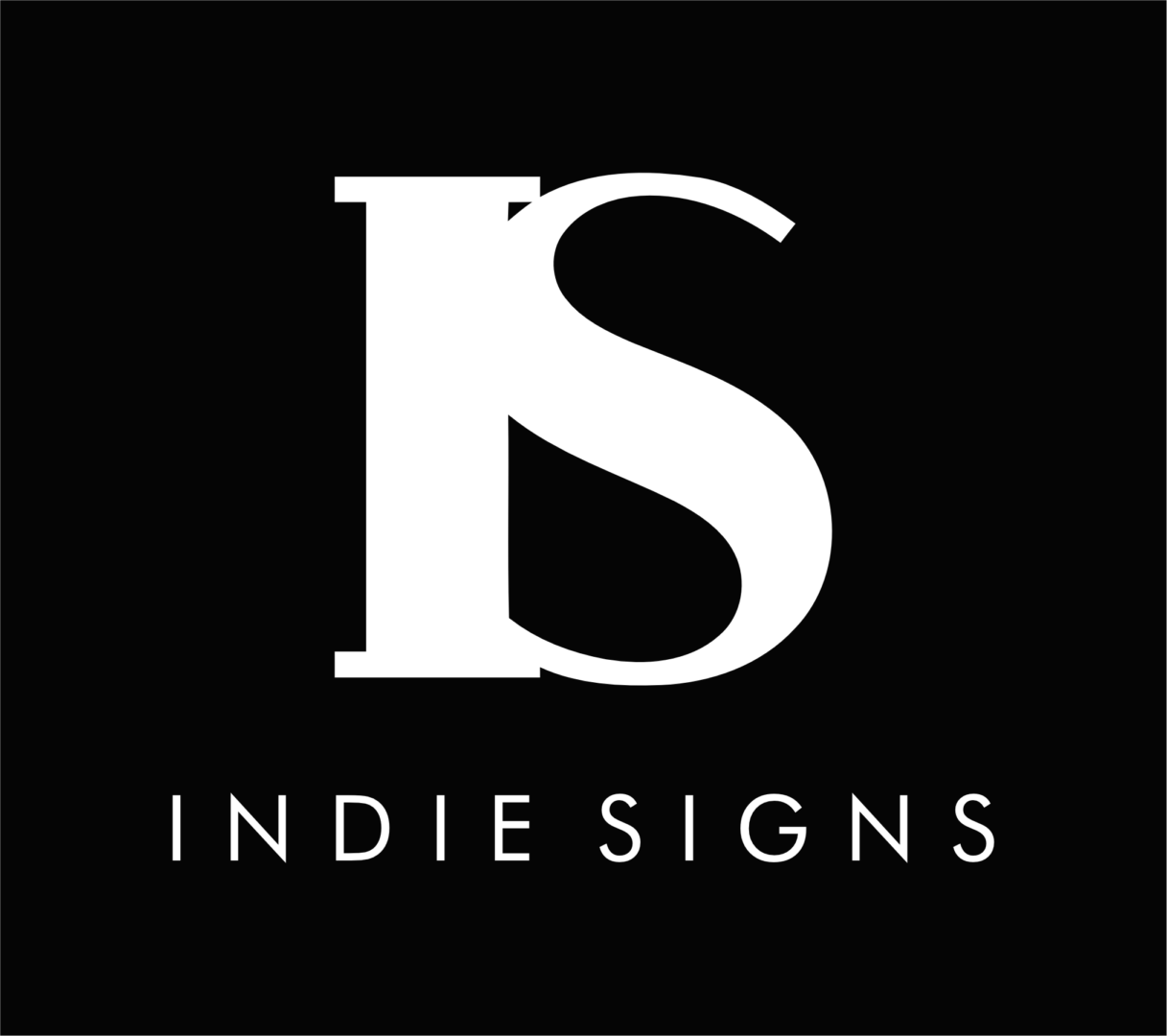Indy Signs Logo white on black copy